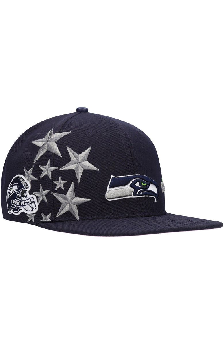 PRO STANDARD Men's Pro Standard Seattle Seahawks Navy Stars Snapback Hat, Main, color, 