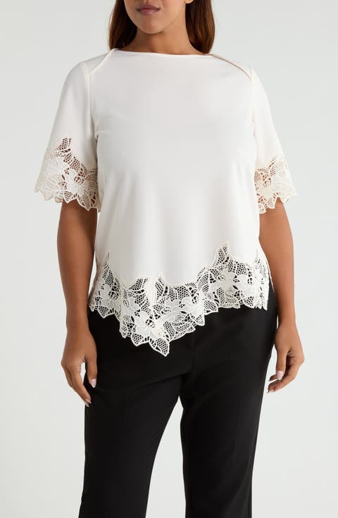 Lace Trim Asymmetrical Knit Top