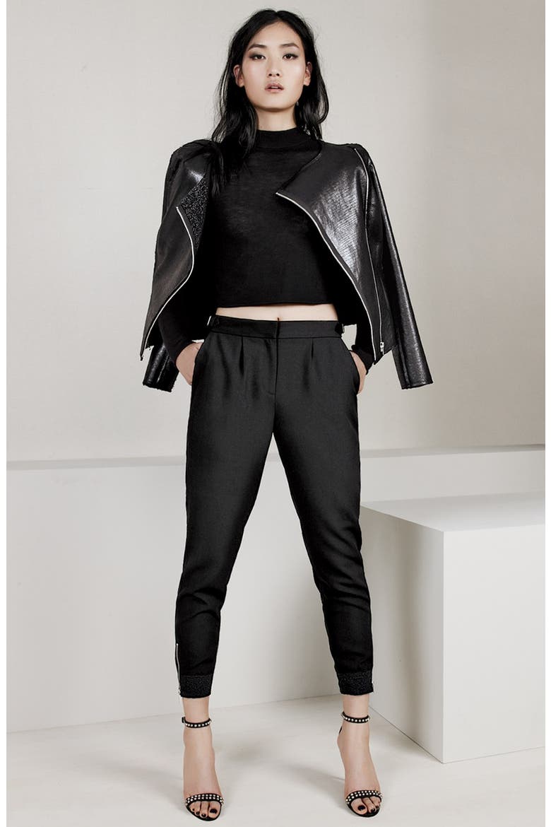 Zip Track Pants, Alternate, color, BLACK