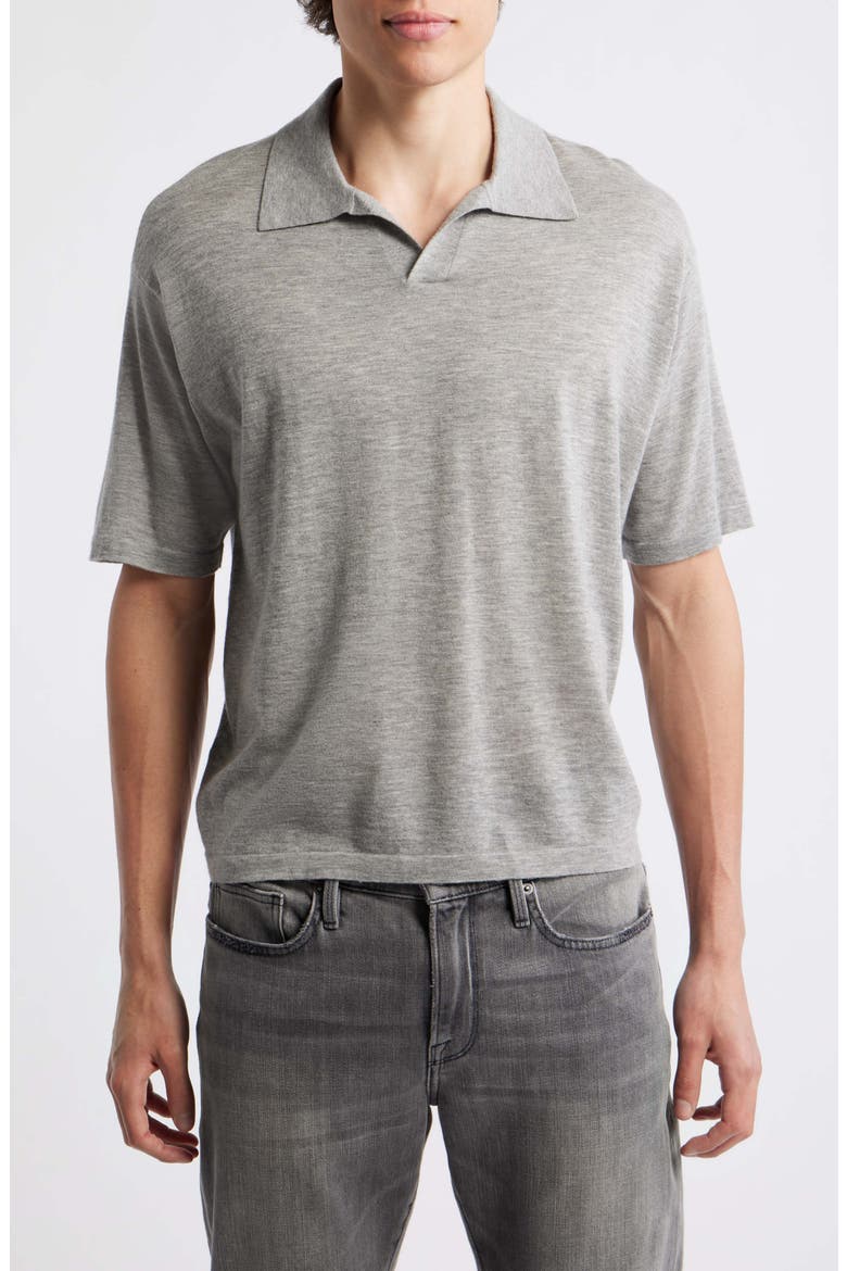 Superfine Merino Wool & Cashmere Sweater Polo, Main, color, LIGHT GREY MELANGE