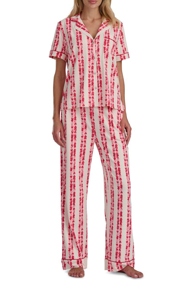 Short Sleeve Pajamas, Main, color, FILTERED HEART STRIPE