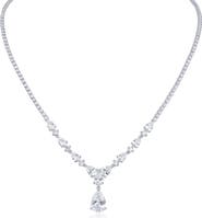 CZ by Kenneth Jay Lane Round & Pear Cubic Zirconia Drop Necklace