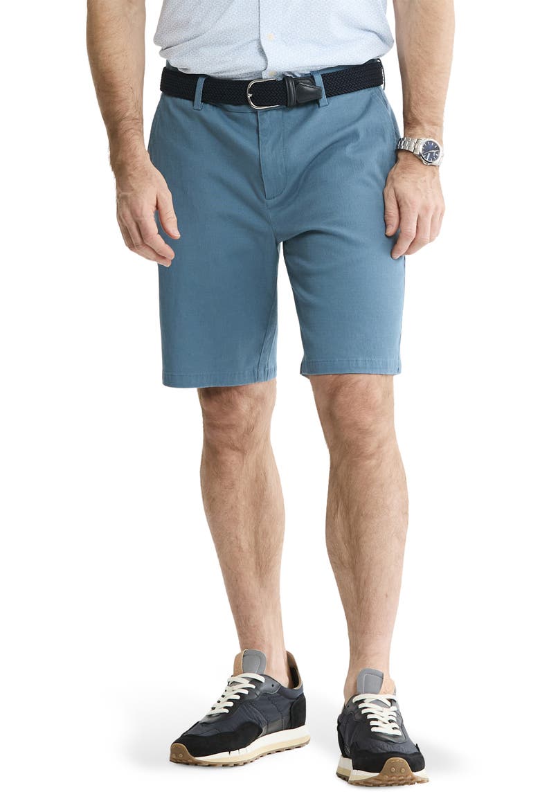 Cotton & Silk Blend Stretch Shorts, Main, color, BLUE