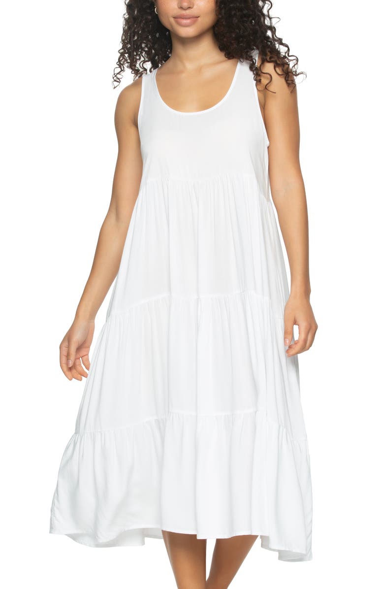 Felina Isabella Tiered Challis Nightgown, Alternate, color, White