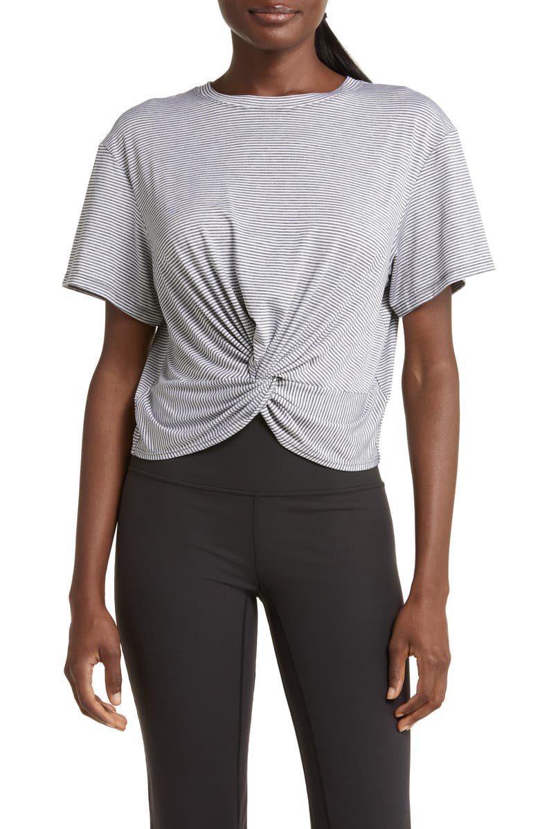 Zella Twist Stripe T-Shirt, Main, color, White