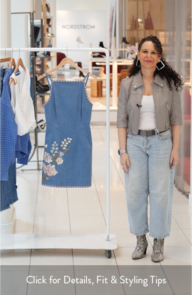 Chester Floral Embroidered Denim Minidress, sales video thumbnail