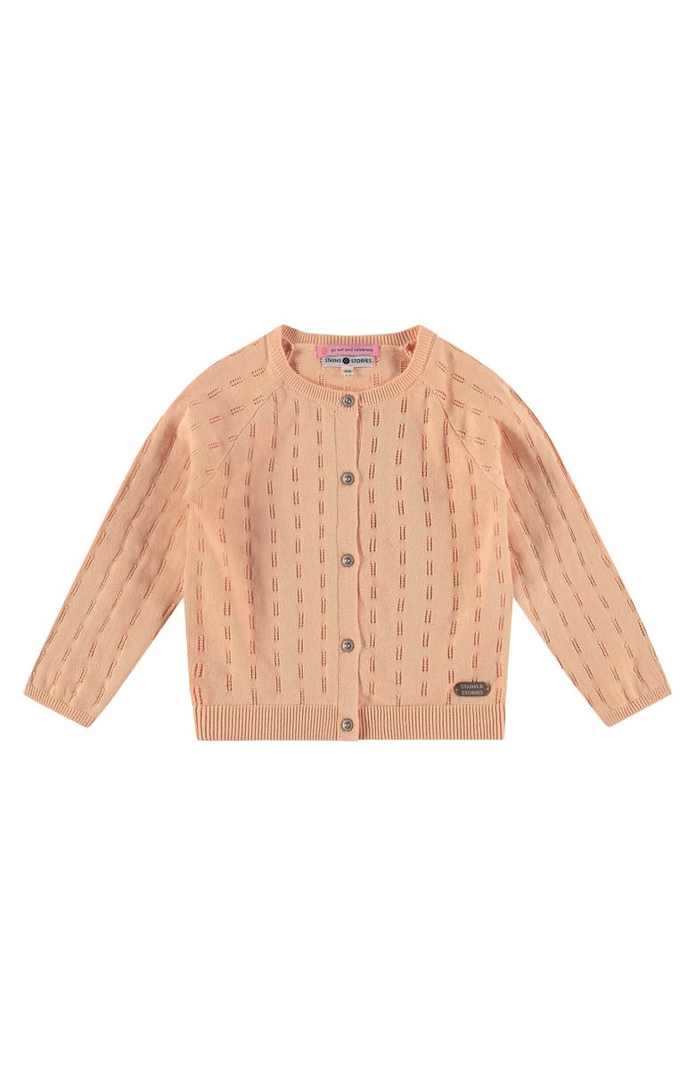 Stains and Stories by Babyface Pointelle Cardigan, Main, color, Salmon