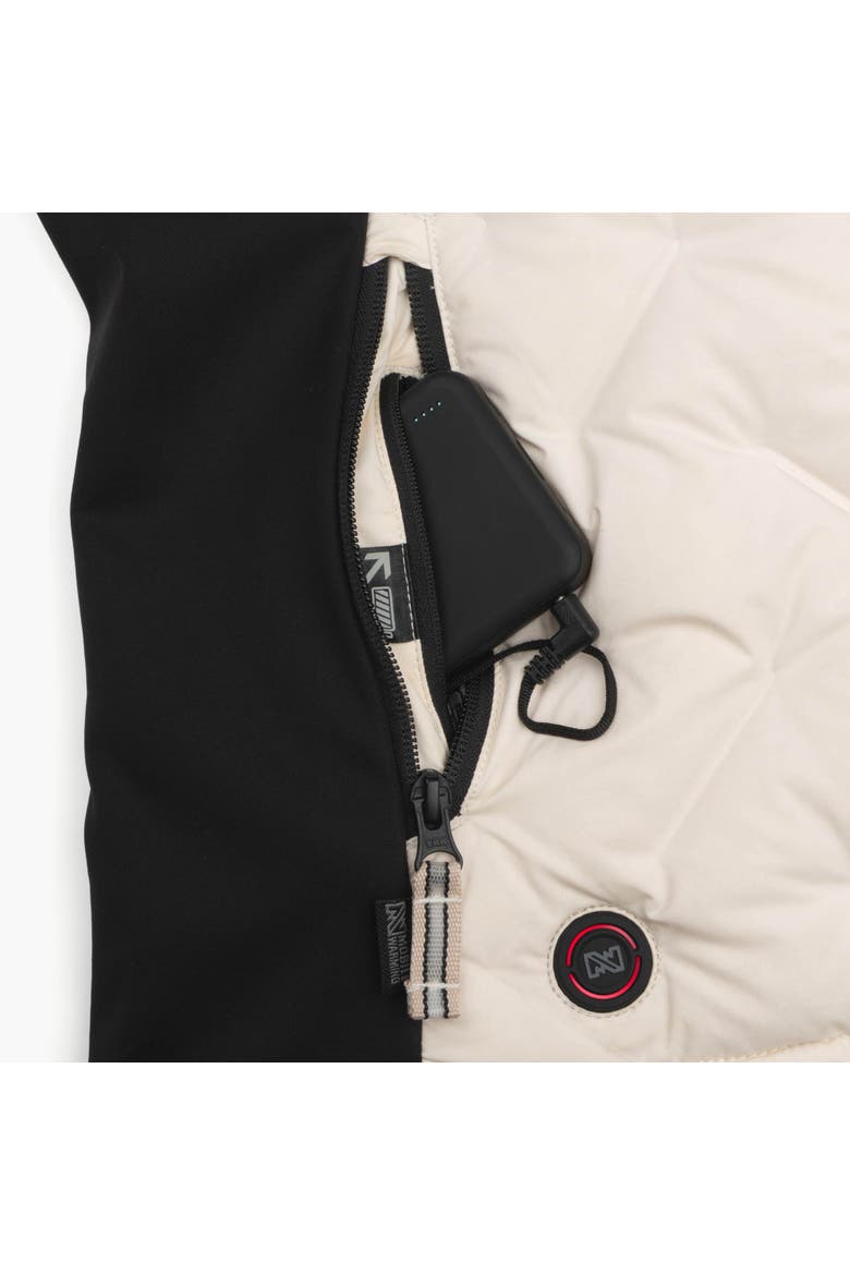 Aria Natural Down Hybrid Heated Jacket, Alternate, color, Black/Cream