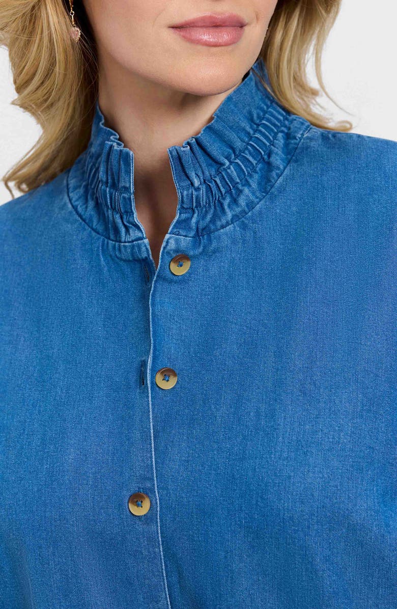 Foxcroft Carolina Denim Button-Up Shirt, Alternate, color, Medium Wash