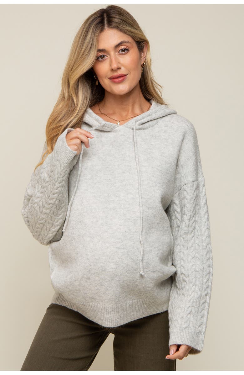 PinkBlush Mixed Knit Hooded Sweater, Main, color, Grey
