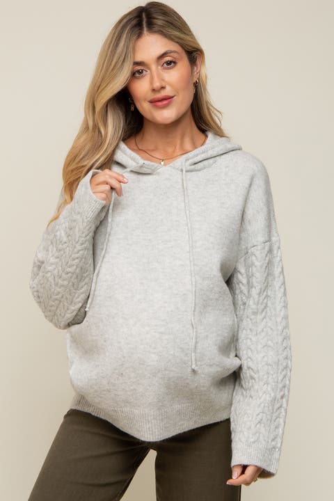 Mixed Knit Hooded Sweater