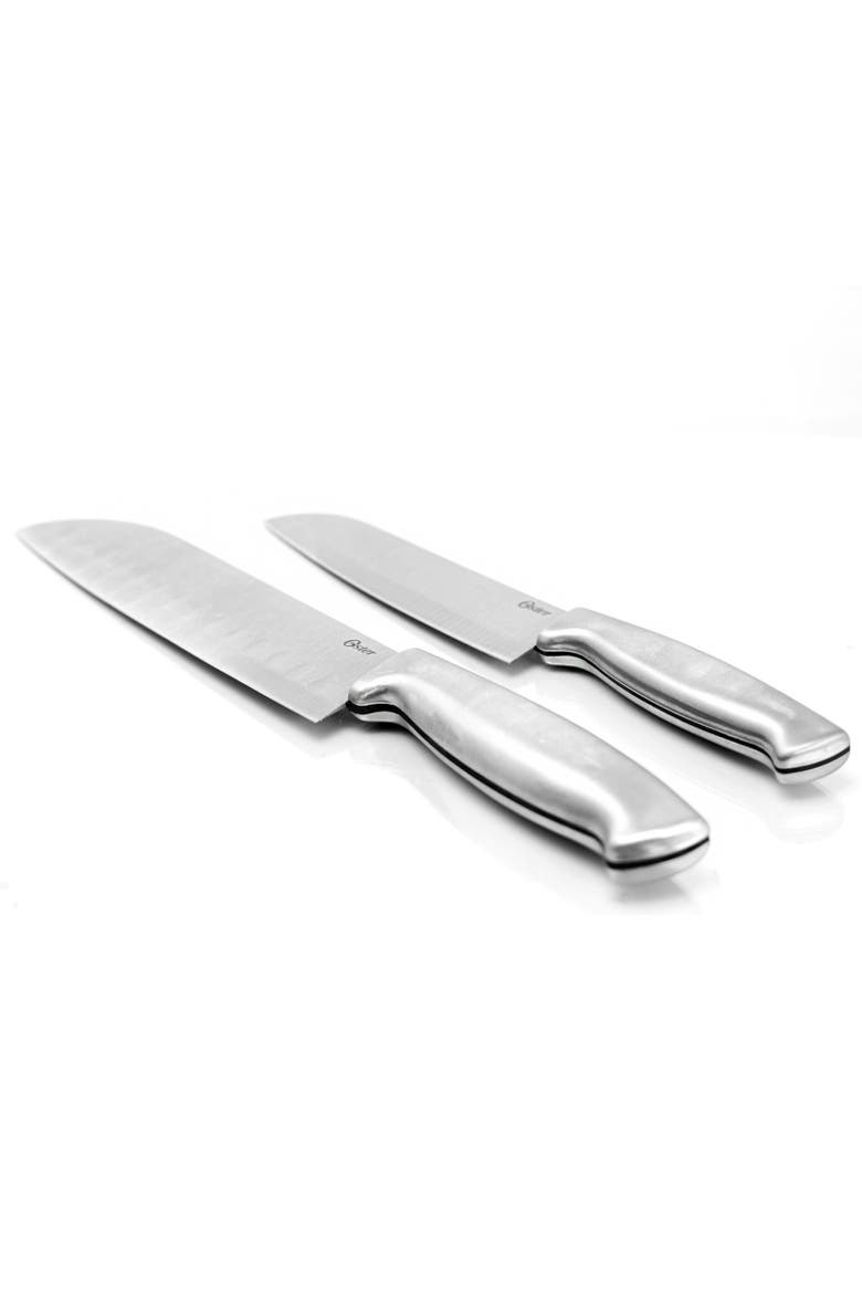 Baldwyn 2 Piece Stainles Steel Santoku Knife Set, Alternate, color, Silver