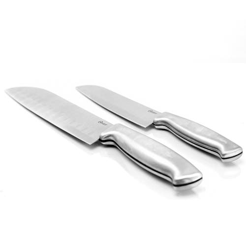 Oster Baldwyn 2 Piece Stainles Steel Santoku Knife Set In Silver