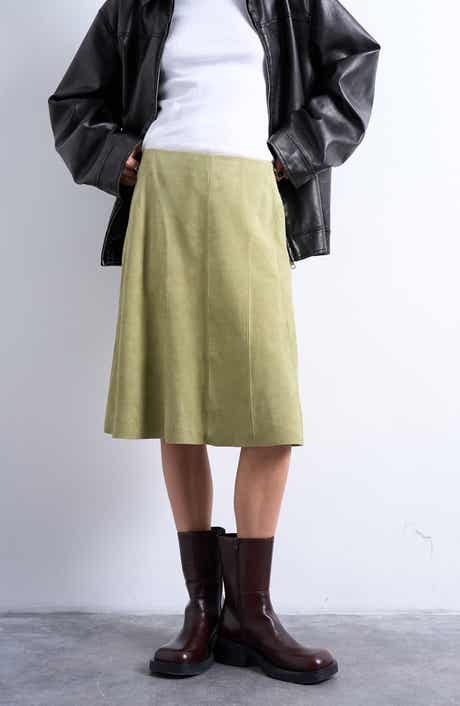 Paneled Suede Skirt
