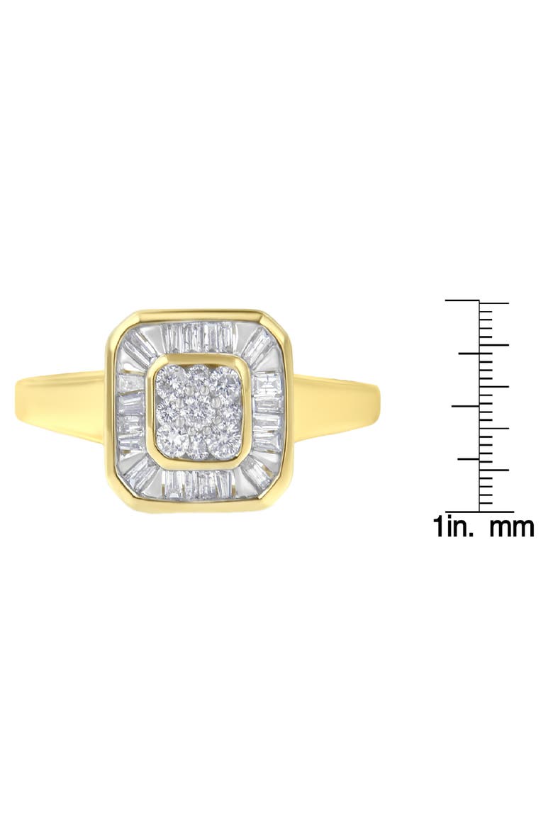 10K Yellow Gold 1/2 Cttw Diamond Square Cocktail Ring, Alternate, color, Yellow Gold