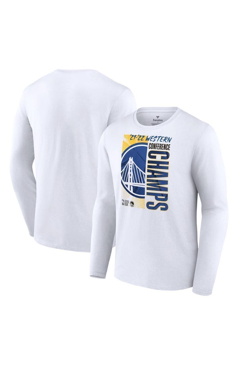 FANATICS Men's Fanatics Branded White Golden State Warriors 2022 Western Conference Champions Locker Room Long Sleeve T-Shirt, Main, color, 