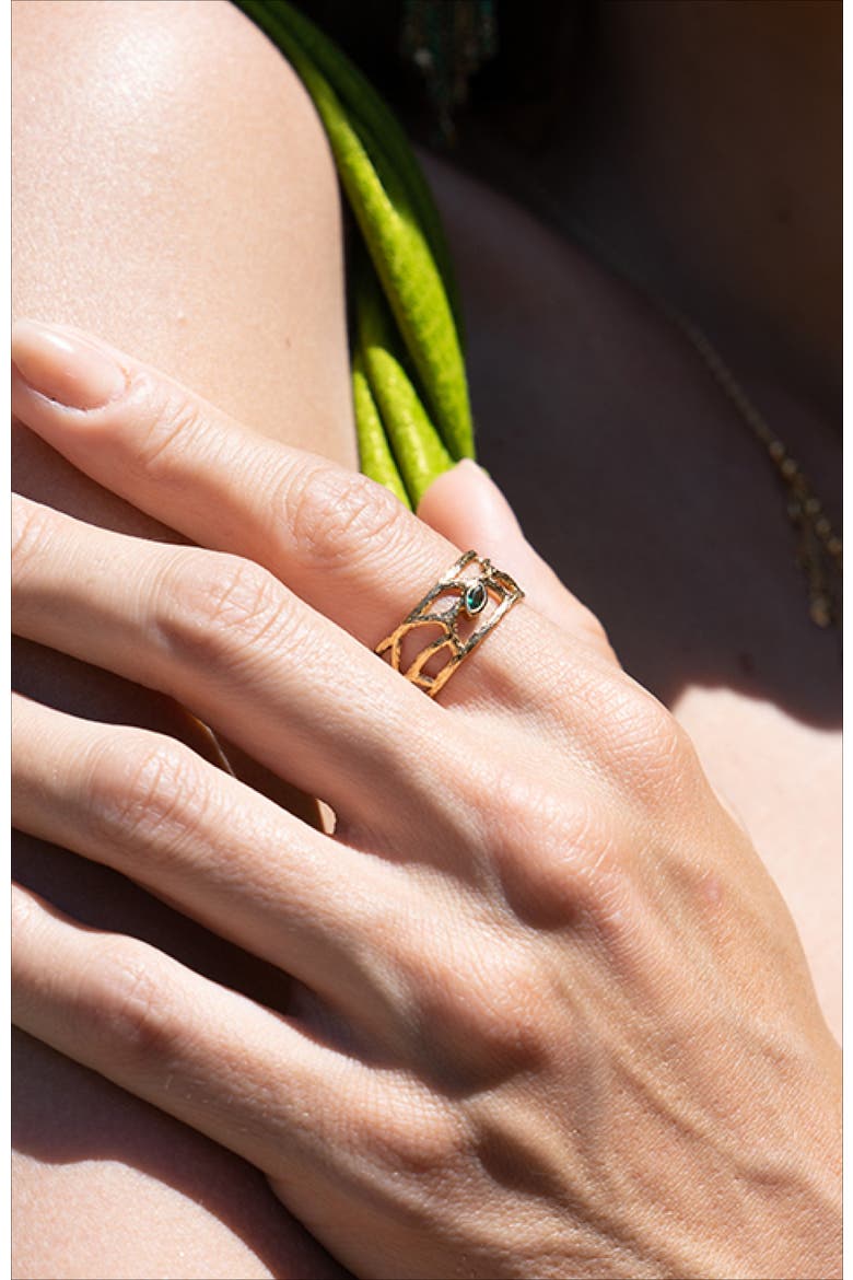 Verdant Whisper Ring, Alternate, color, Gold & Green
