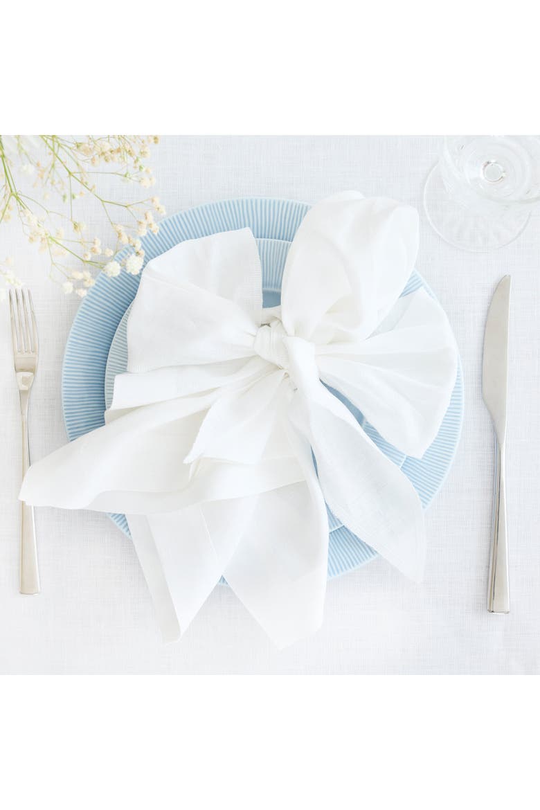 Linen Dinner Napkins Set of 4, 20 x 20" - Audrey, Alternate, color, White