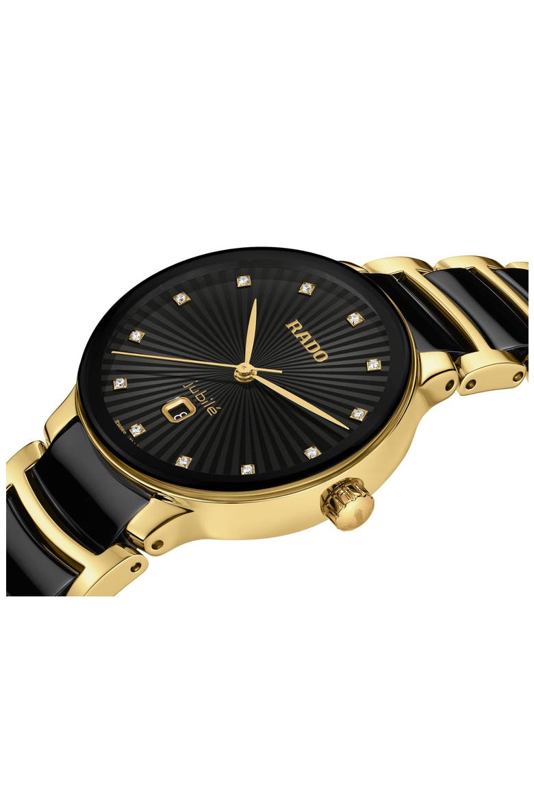 Centrix Diamond Ceramic Bracelet Watch, 30.5mm, Alternate, color, BLACK