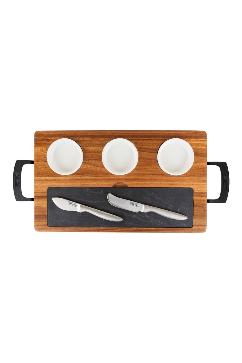 7-Piece Acacia Wood Slate Cheese Board Set, Alternate, color, MUILTICOLOR