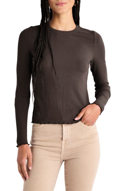 Hailey Lettuce Edge Rib Long Sleeve Top