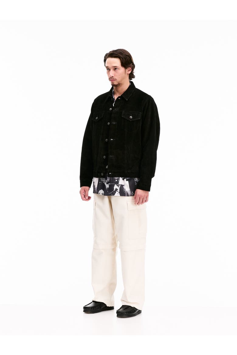 Suede Trucker Jacket, Alternate, color, Black