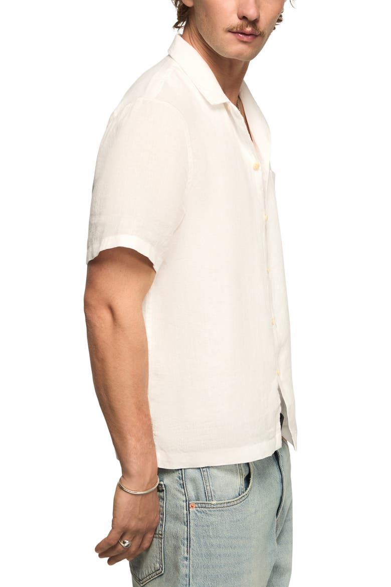 Notch Collar Short Sleeve Button-Up Shirt, Alternate, color, BRIGHT WHITE