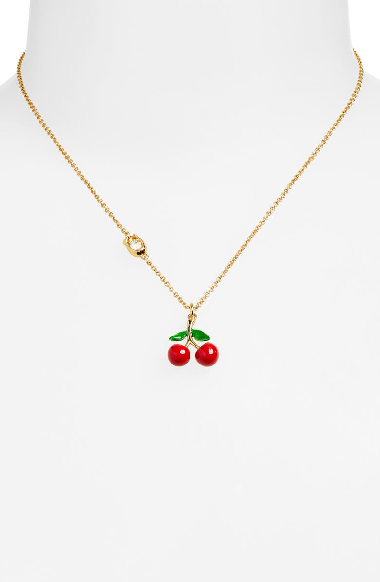 COACH Cherry Pendant Necklace, Alternate, color, Red/ Gold