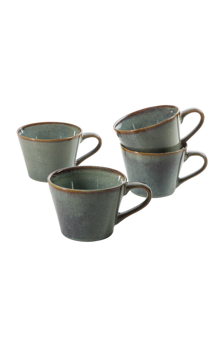 4-Piece Stoneware Coffee Mug Set, 22 Oz, Reactive Glaze Finish, Alternate, color, Blue