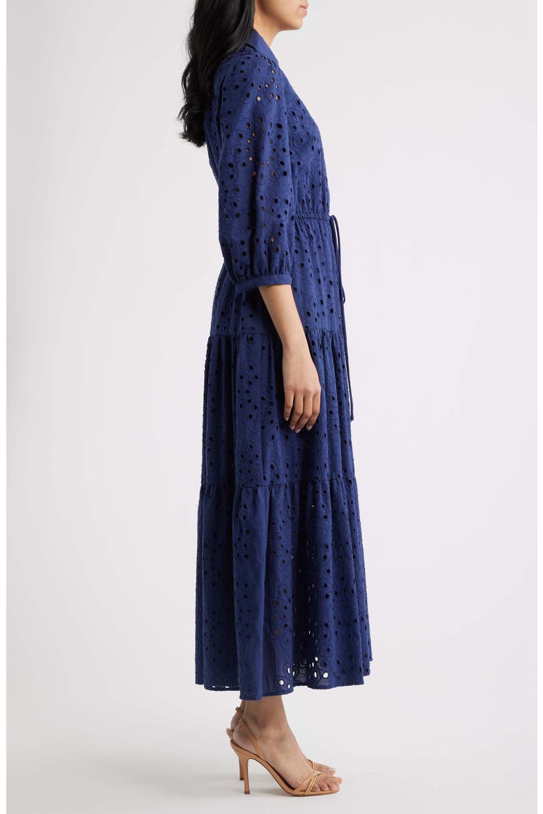 Cotton Eyelet Shirtdress, Alternate, color, NAVY