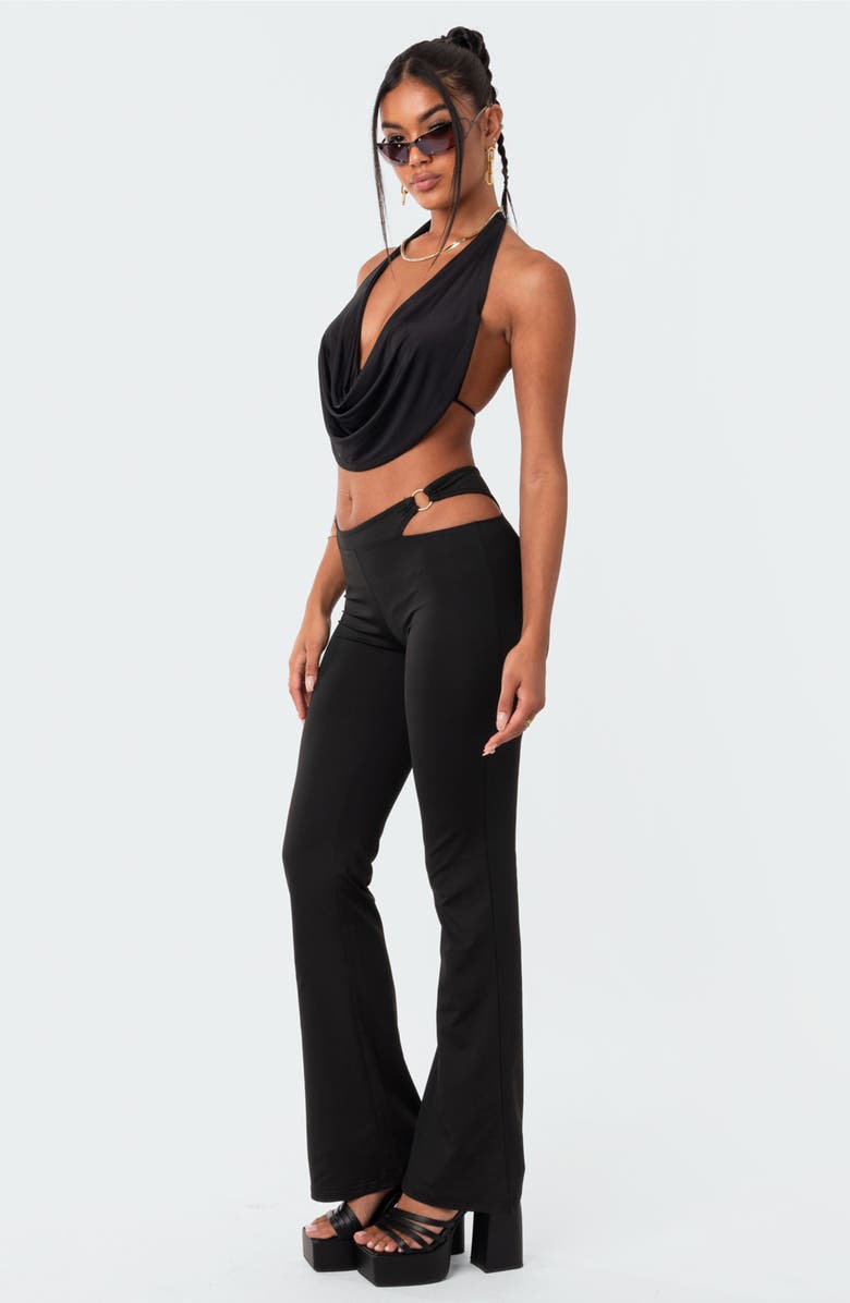 EDIKTED Monique Open Back Crop Top, Alternate, color, Black