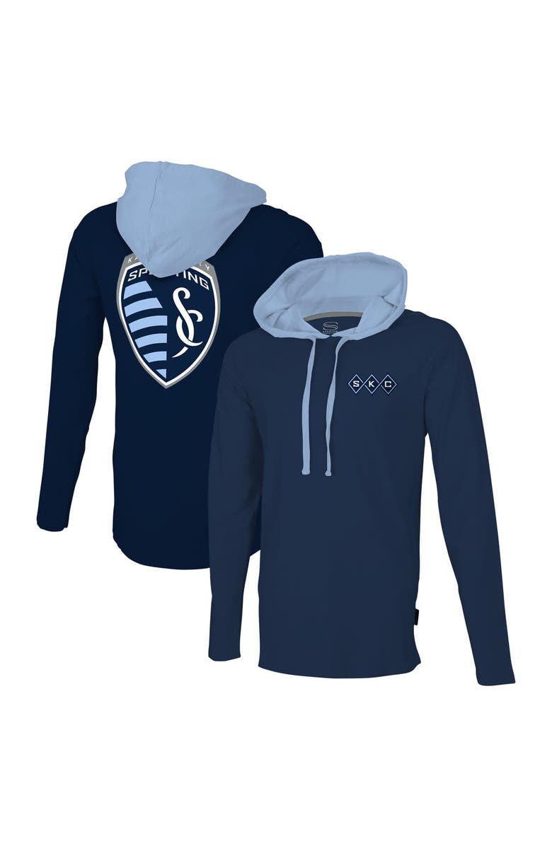Stadium Essentials Men's Stadium Essentials Navy Sporting Kansas City Tradition Raglan Hoodie Long Sleeve T-Shirt, Main, color, 