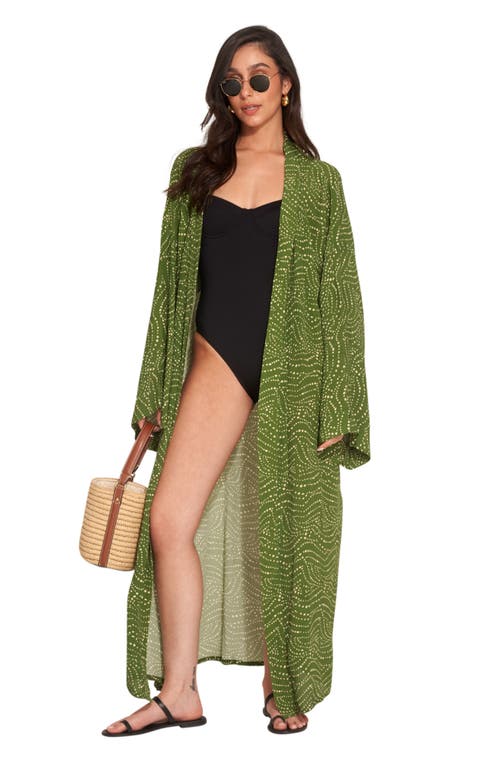 Gottex Beach Life Issey Swim Cover Up Kimono In Multi/green