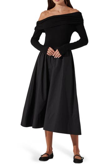 Astr The Label Off The Shoulder Long Sleeve Dress