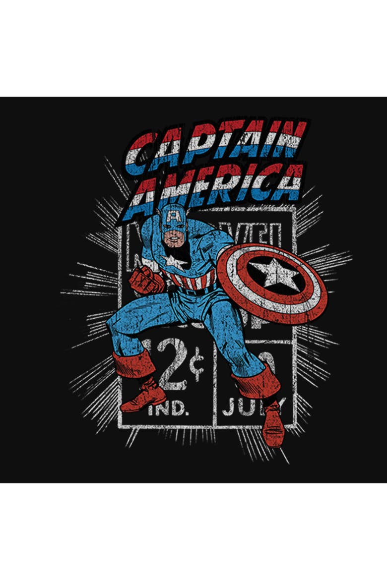 Junior's Captain Comic Stamp Short Sleeve Baby T-Shirt, Alternate, color, Black