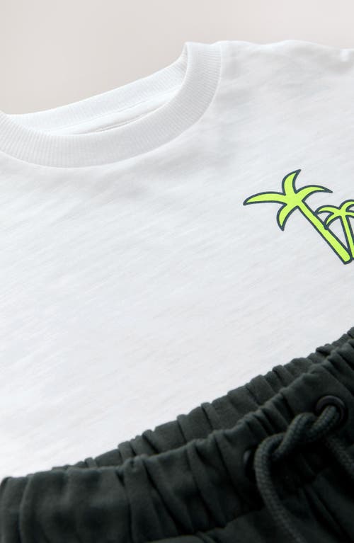 NEXT NEXT KIDS' PALM GRAPHIC T-SHIRT & DRAWSTRING CARGO SHORTS SET 