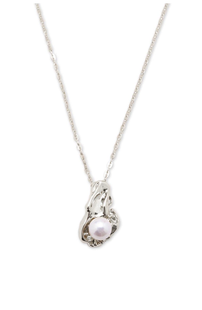 Classicharms Nyla Molten Freshwater Pearl Pendant Necklace, Main, color, Silver