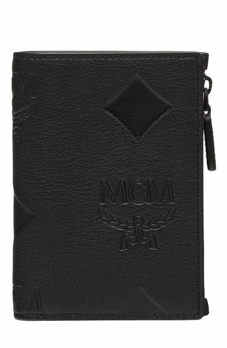 MCM Aren Snap Wallet in Maxi Monogram Leather, Main, color, Black