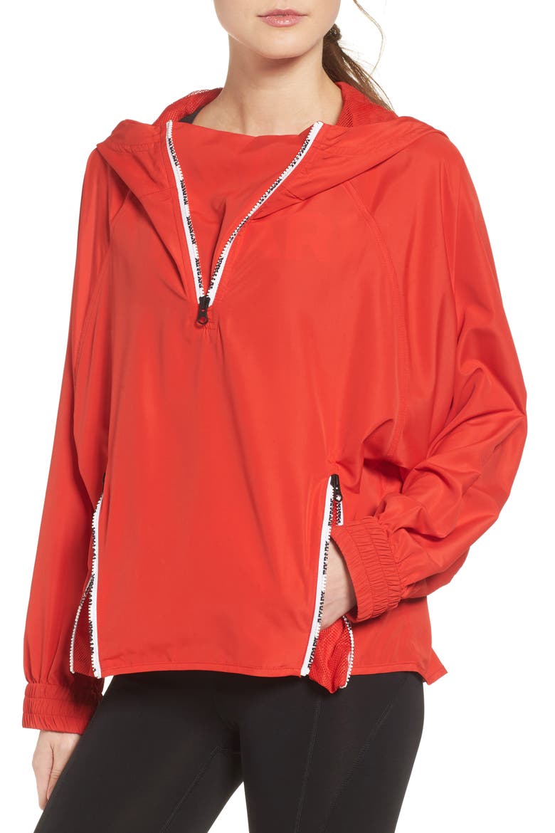 Logo Zip Waterproof Jacket, Alternate, color, TOMATO