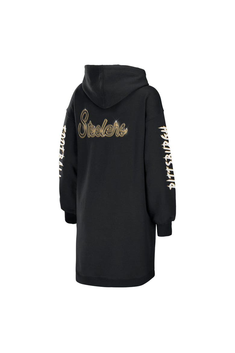 Women's WEAR by Erin Andrews Black Pittsburgh Steelers Hoodie Dress, Alternate, color, Black