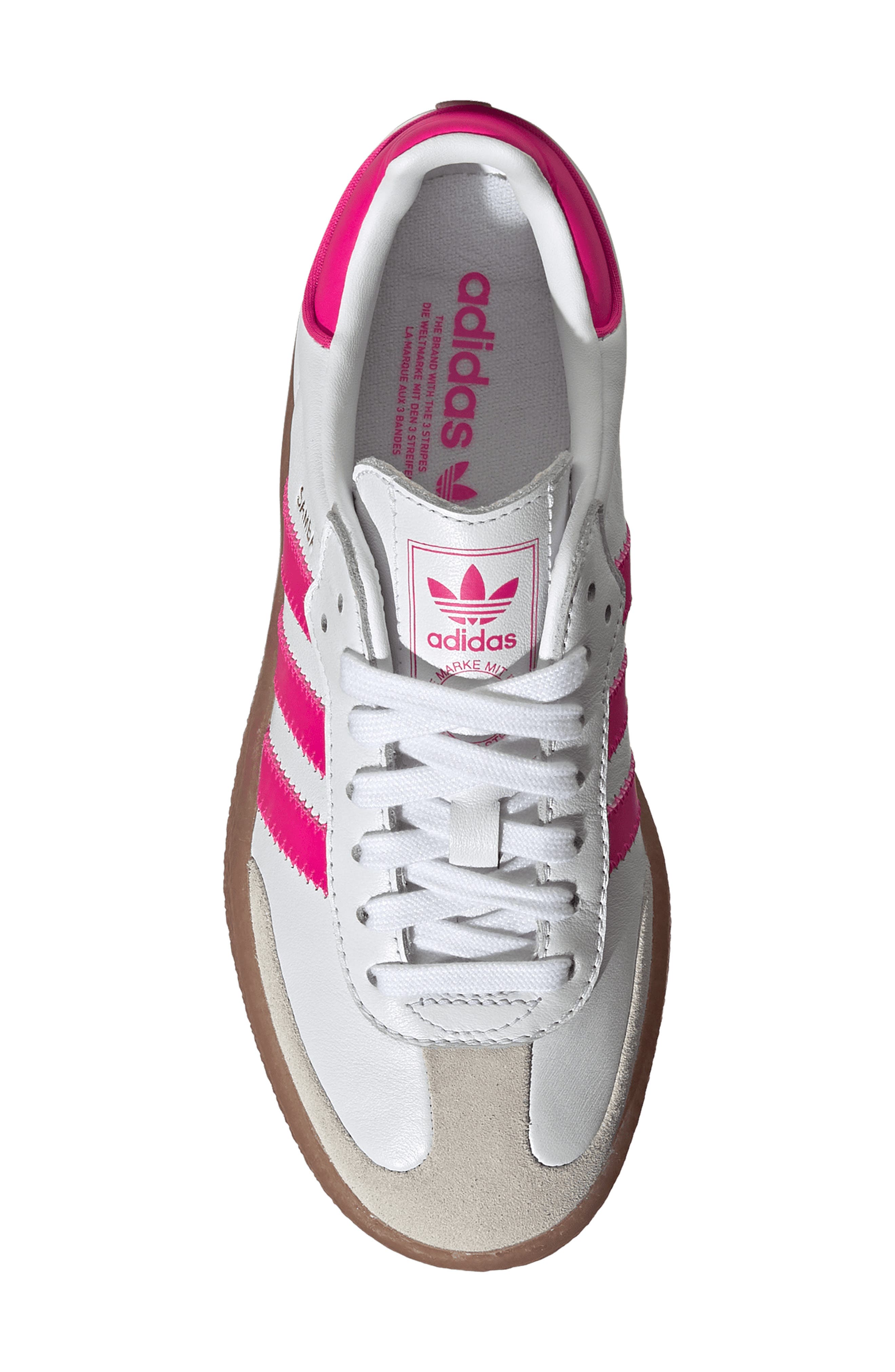 adidas Kids' Sambae Sneaker, Alternate, color, White/ Shock Pink/ Gold