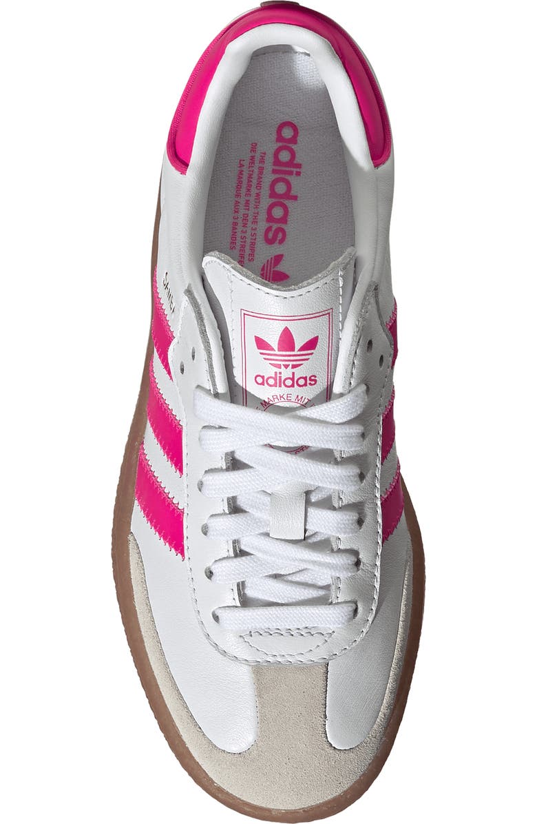 adidas Kids' Sambae Sneaker, Alternate, color, White/ Shock Pink/ Gold