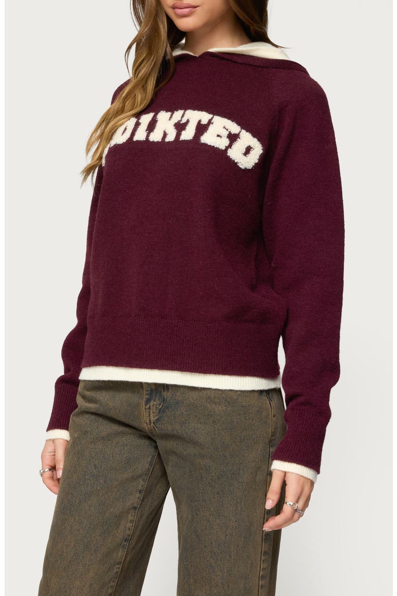 Varsity Logo Hoodie, Alternate, color, BURGUNDY-AND-CREAM