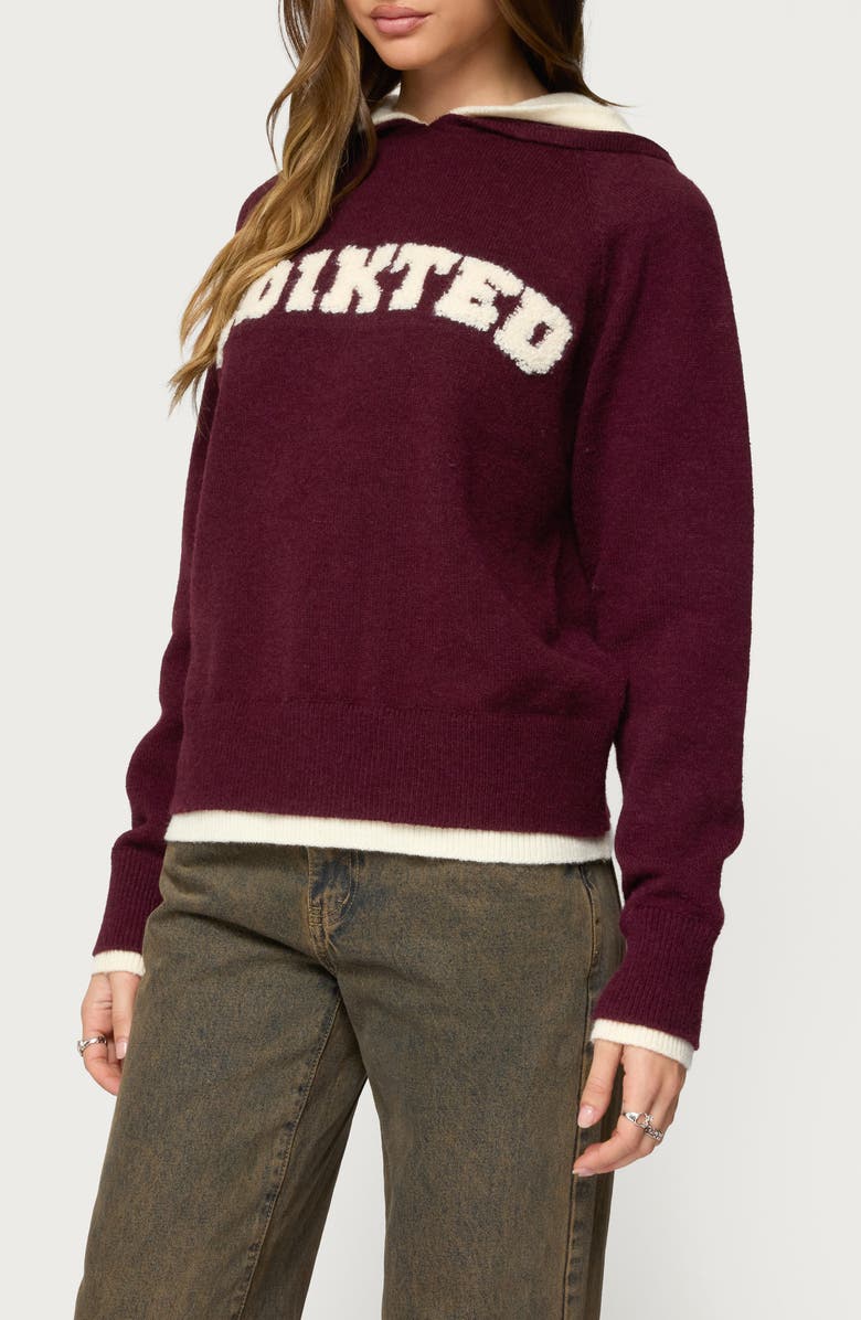 EDIKTED Varsity Logo Hoodie, Alternate, color, 