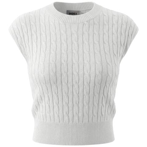 Cable Knit Ribbed Trim Sweater Vest