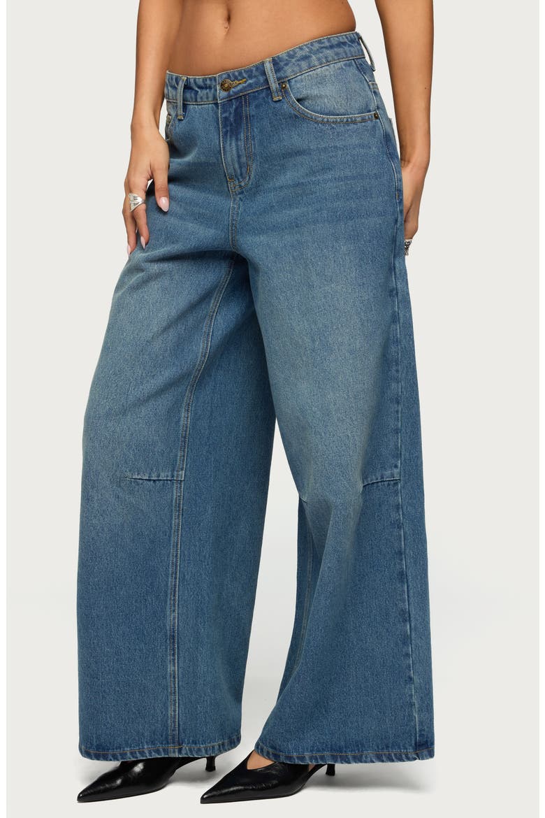Skater Girl Washed Low Rise Wide Leg Jeans, Alternate, color, BLUE-VINTAGE-WASHED