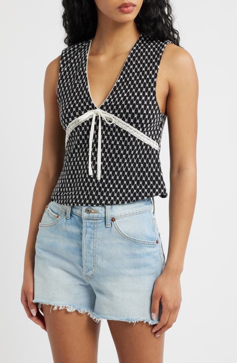 Good Graces Embroidered Lace Trim Crop Top
