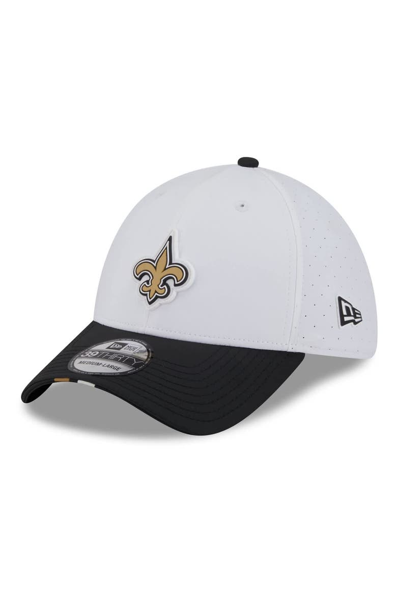 Men's New Era  White/Black New Orleans Saints 2025 NFL Training Camp 39THIRTY Flex Hat, Main, color, White