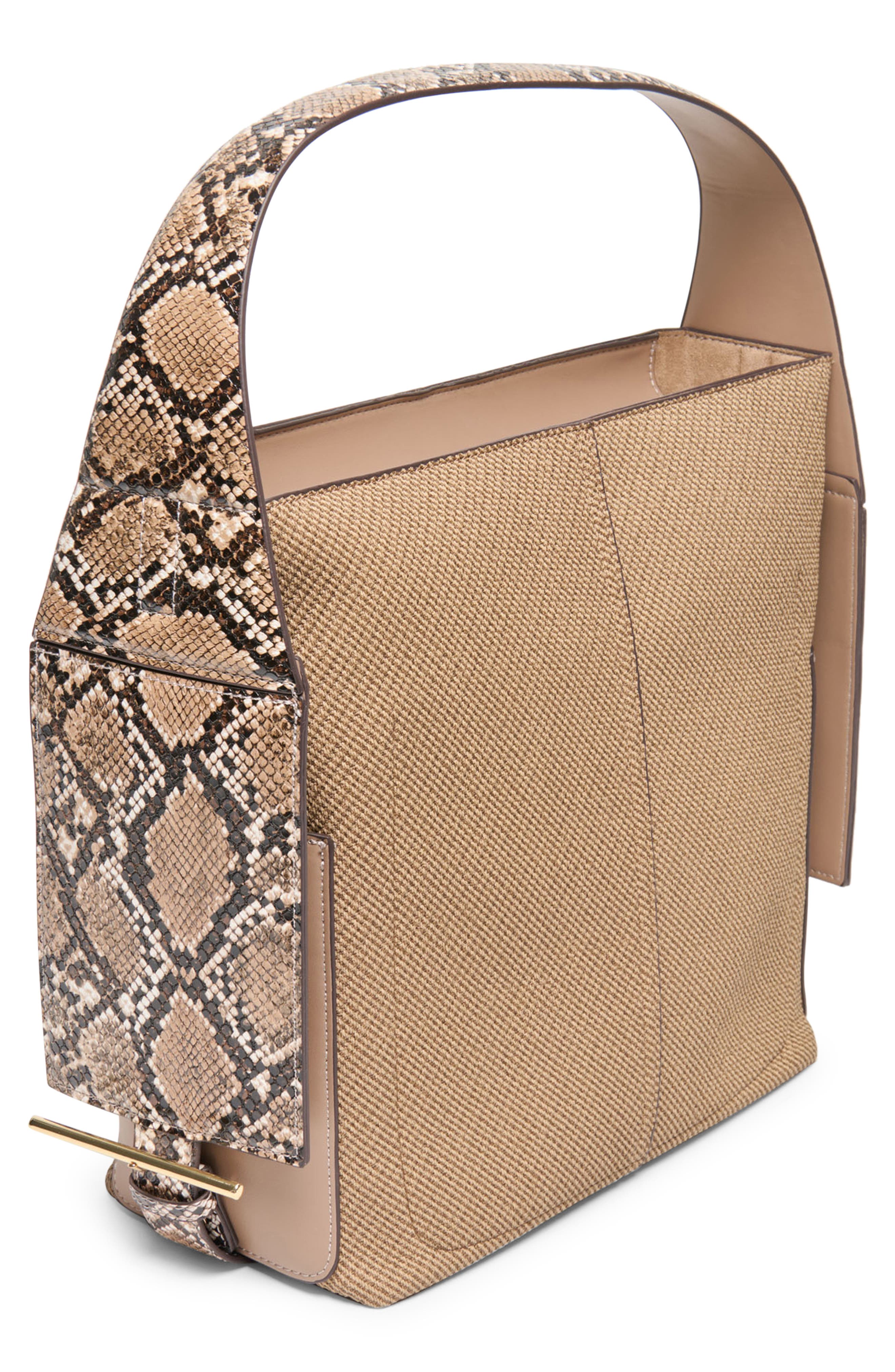 Dolce Vita Annalise Mixed Media Shoulder Bag, Alternate, color, Brown Snake