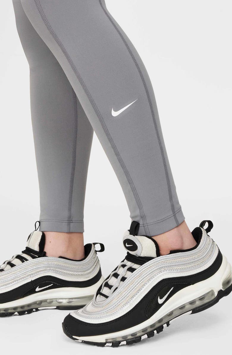 Nike Kids' Nike One Dri-FIT Pocket Leggings, Alternate, color, Smoke Grey/ White